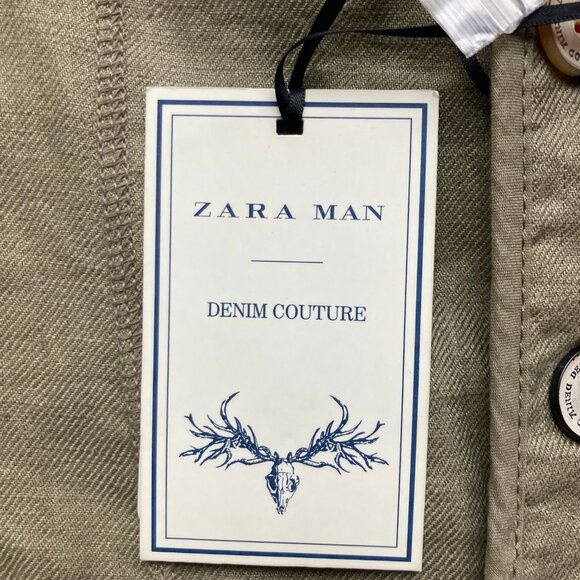 BRAND NEW - Zara Man Green Linen Vest Jacket (Size Small) - Picture 2 of 10